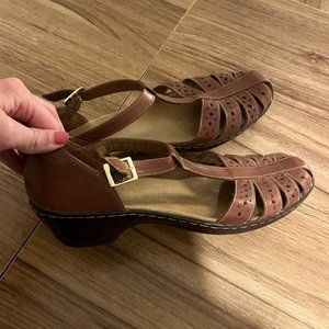 Clarks Brown Fisherman Wedge Sandals